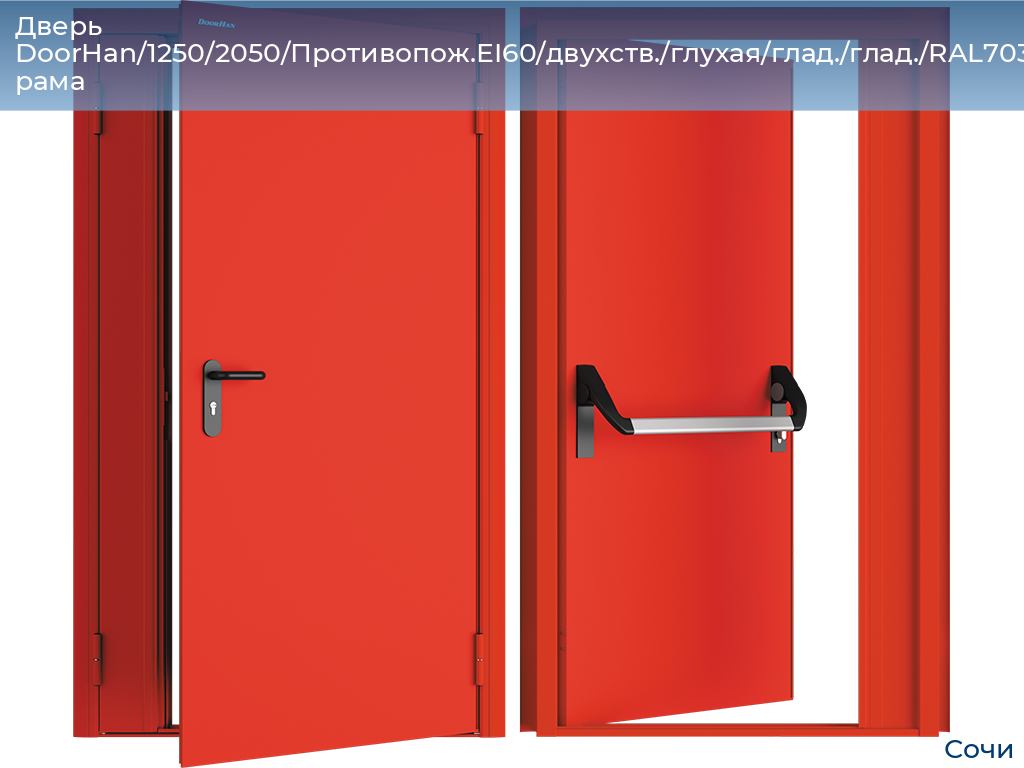 Дверь DoorHan/1250/2050/Противопож.EI60/двухств./глухая/глад./глад./RAL7035/лев./угл. рама, sochi.doorhan.ru