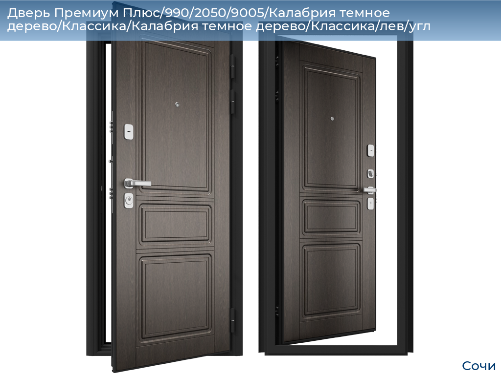Дверь Премиум Плюс/990/2050/9005/Калабрия темное дерево/Классика/Калабрия темное дерево/Классика/лев/угл, sochi.doorhan.ru