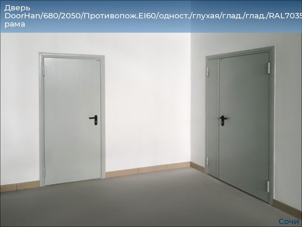 Дверь DoorHan/680/2050/Противопож.EI60/одност./глухая/глад./глад./RAL7035/лев./угл. рама, sochi.doorhan.ru