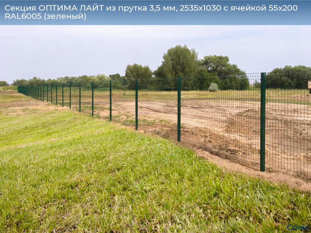 Секция ОПТИМА ЛАЙТ из прутка 3,5 мм, 2535x1030 с ячейкой 55х200 RAL6005 (зеленый), sochi.doorhan.ru