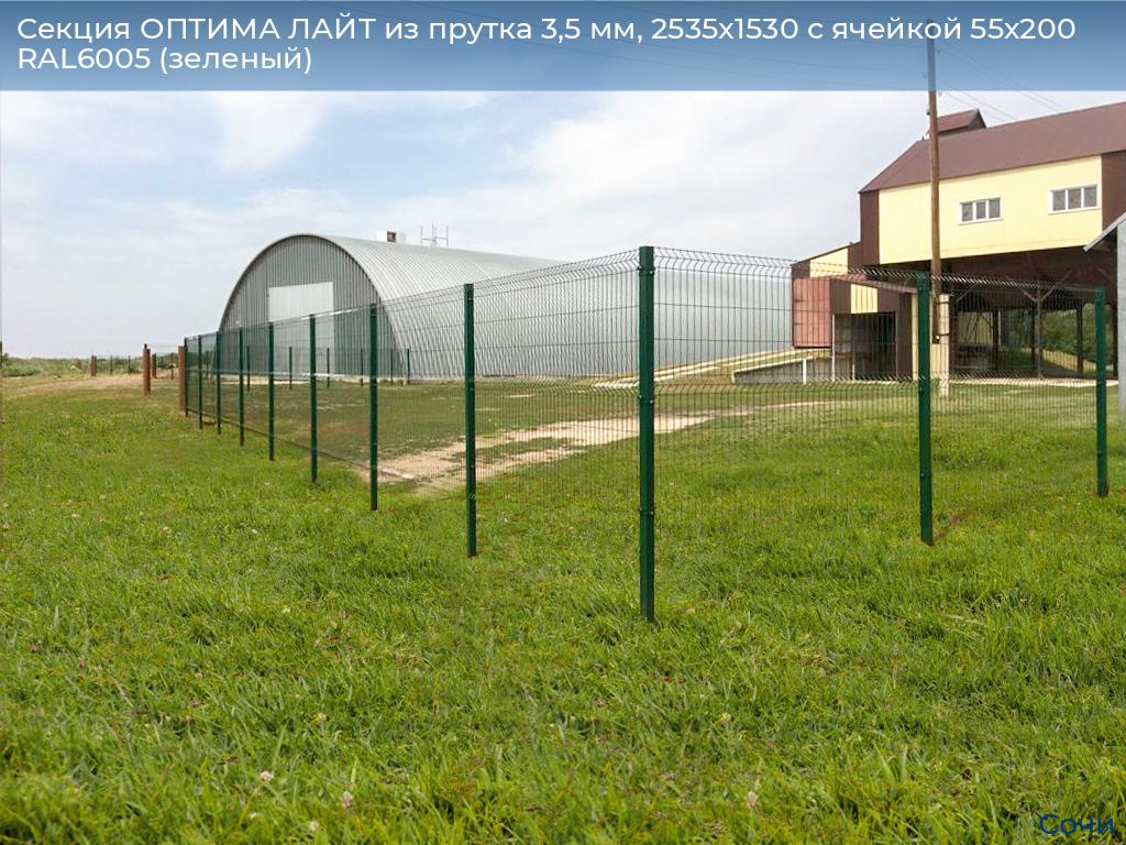 Секция ОПТИМА ЛАЙТ из прутка 3,5 мм, 2535x1530 с ячейкой 55х200 RAL6005 (зеленый), sochi.doorhan.ru