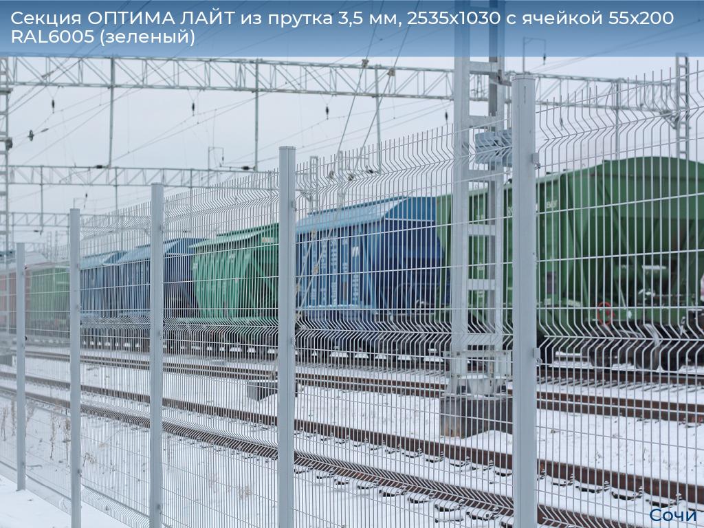Секция ОПТИМА ЛАЙТ из прутка 3,5 мм, 2535x1030 с ячейкой 55х200 RAL6005 (зеленый), sochi.doorhan.ru