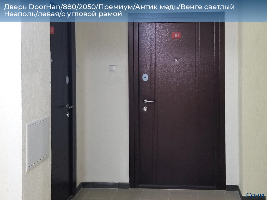 Дверь DoorHan/880/2050/Премиум/Антик медь/Венге светлый Неаполь/левая/с угловой рамой, sochi.doorhan.ru