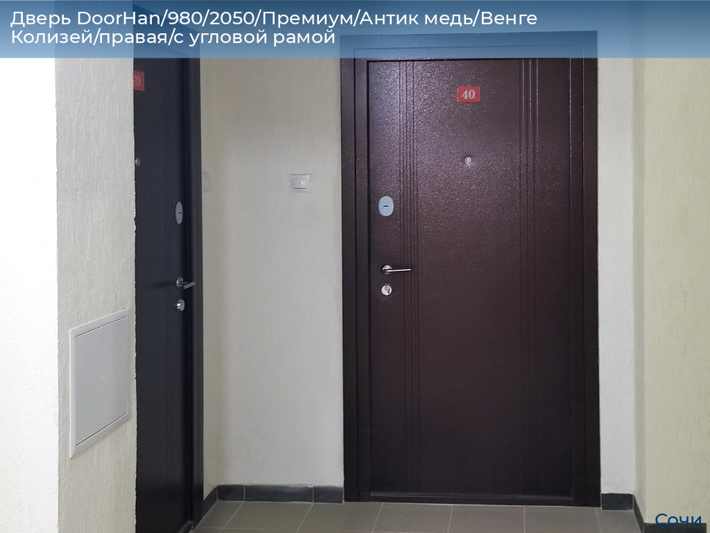 Дверь DoorHan/980/2050/Премиум/Антик медь/Венге Колизей/правая/с угловой рамой, sochi.doorhan.ru